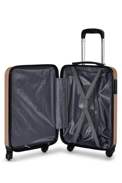 طقم شنط سفر ABS ليمرا، 3 مقاسات، 4 عجلات، قفل ارقام، WM-201 - ذهبي product image 6