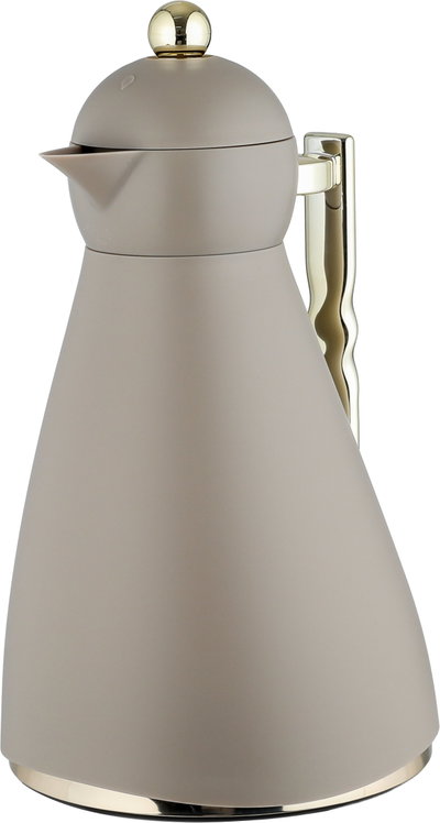 Noor Plastic Glory Thermos, 1 Liter, Glass Inner Container, Pump, Gold Handle - Cappuccino product image 4