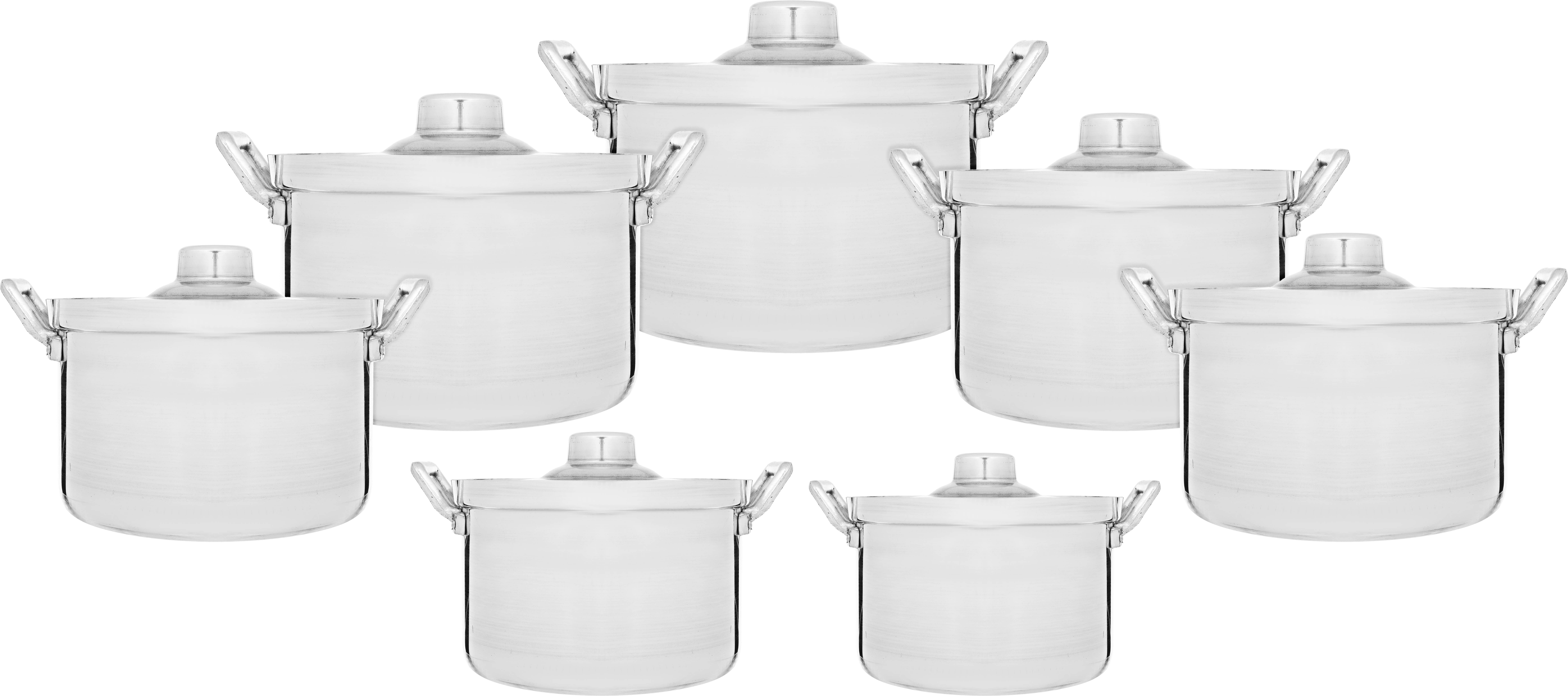 طقم قدور المنيوم لامع بيد السيف، 9 قطع - فضي product image 1