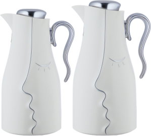 Al Saif Gallery Hawaa Thermos Set, 0.7/1 Liter, 2 Pieces, Inner Glass Container, Outer Plastic Body - White product image 2