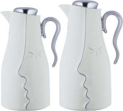 Al Saif Gallery Hawaa Thermos Set, 0.7/1 Liter, 2 Pieces, Inner Glass Container, Outer Plastic Body - White product image 2