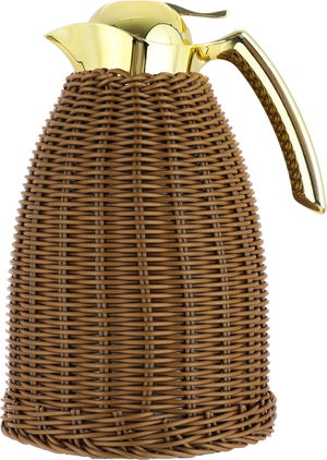 Timeless rattan thermos, 1.5 liters, golden handle, thermal glass inner container, plastic outer shell - brown product image