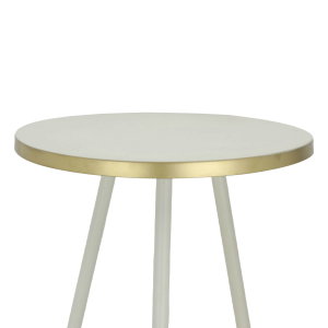 Al Saif Gallery steel table, 36x36x62 cm, round, golden edge, three legs - light beige product image 2