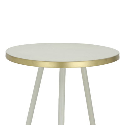 Al Saif Gallery steel table, 36x36x62 cm, round, golden edge, three legs - light beige product image 2