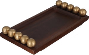 Alsaif Gallery Wooden Serving Tray with Gold Handles, 36 x 16 x 5 cm, Rectangular - Wood product image 2