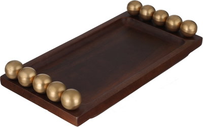 Alsaif Gallery Wooden Serving Tray with Gold Handles, 36 x 16 x 5 cm, Rectangular - Wood product image 2