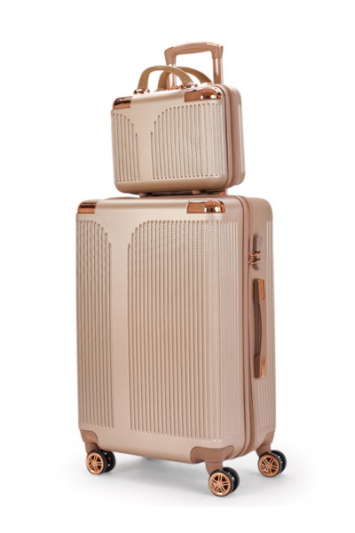 طقم شنط سفر ABS ليمرا، 4 مقاسات، 4 عجلات، بزاوية 360 درجة، OT-501862 - ذهبي product image 2