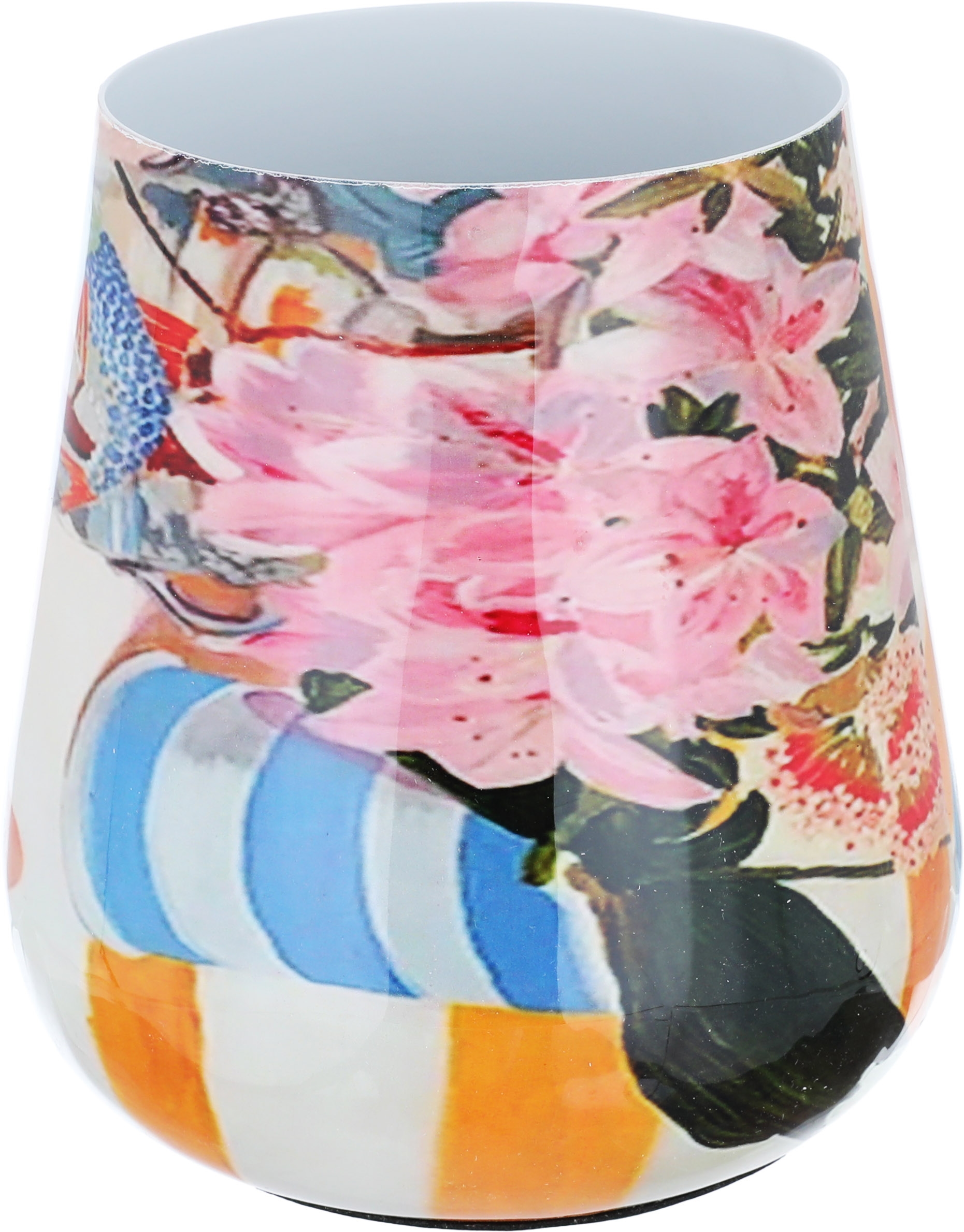 Al Saif Gallery porcelain vase, 17 x 15.5 cm, floral pattern - white colored product image 1