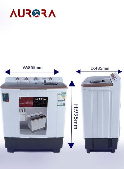 Aurora AR-11TTH Semi-Automatic Washing Machine, 10 kg, Twin Tub, 1100 RPM - White product image 5