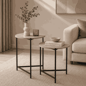 طقم طاولات خشب MDF و معدن، قطعتين - بني اسود product image