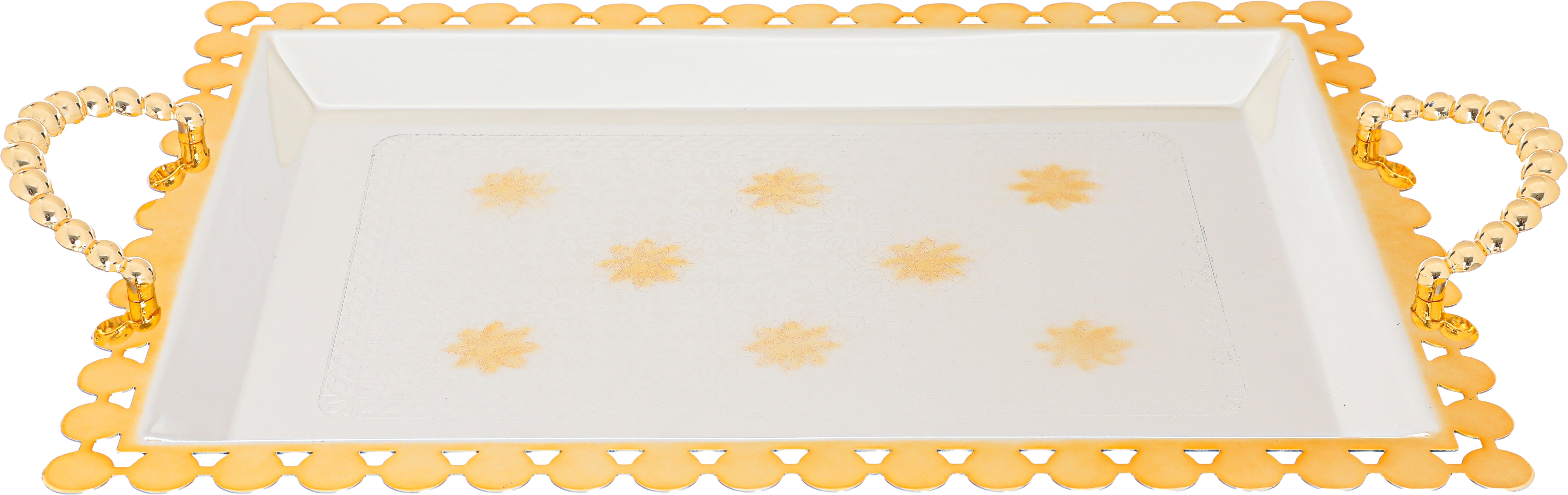 Al Saif Gallery steel topper set, 42x30x2 / 35x25x2 cm, two pieces, floral pattern - silver product image 2