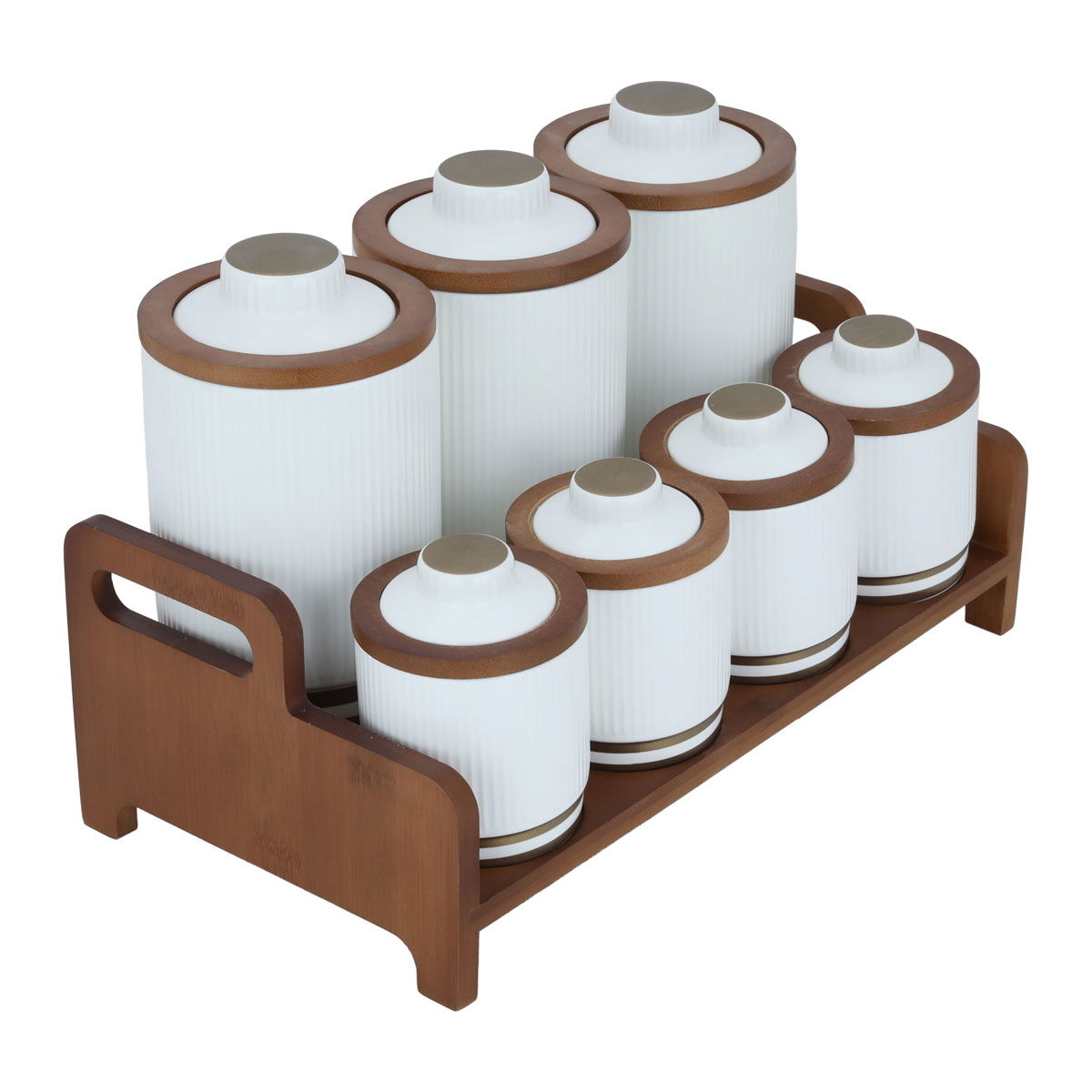 Al Saif Gallery porcelain spice box set, with wooden stand, 8 pieces - white product image 2
