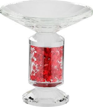 Al Saif Gallery Glass Serving Stand, Decorated With Pink Flowers, Round, 15X15X16 Cm - Clear product image