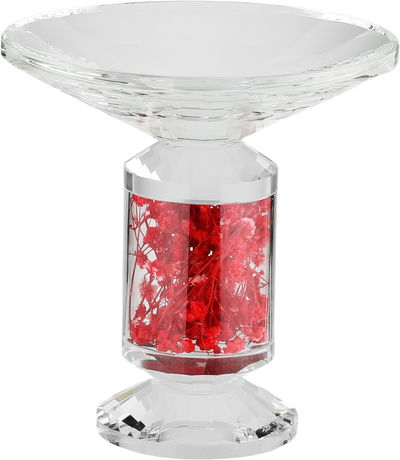 Al Saif Gallery Glass Serving Stand, Decorated With Pink Flowers, Round, 15X15X16 Cm - Clear product image 1