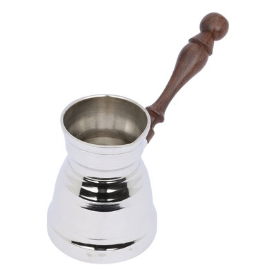 Saif Gallery Copper Turkish Coffee Pot, Size 4, Wooden Handle - Silver product image 2