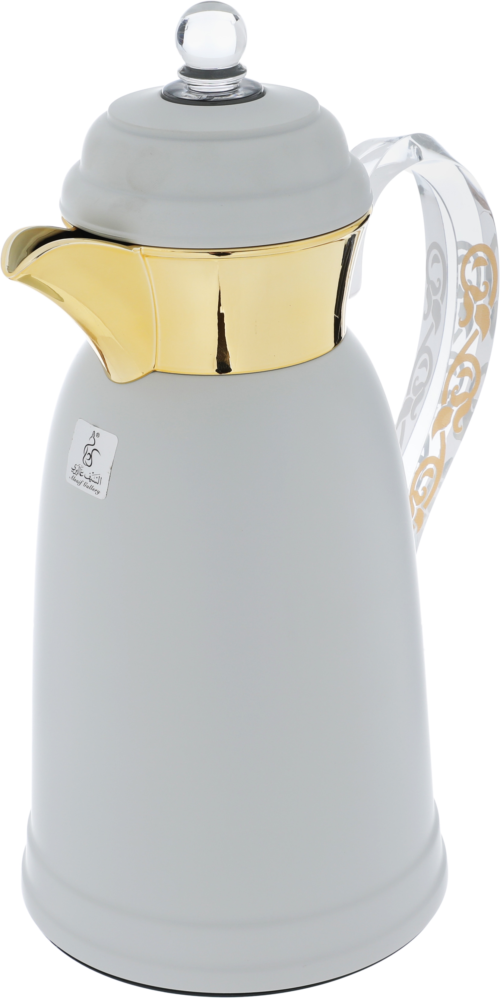 Al Saif Gallery Qamar thermos set, 1 liter, thermal glass inner container, steel outer shell - light gray product image 2