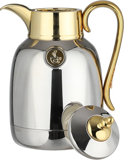 Lalooza Bran Thermos Set, 0.7/1 Liter, Glass Interior, Push-Button Lid - Shiny Silver Gold product image 10