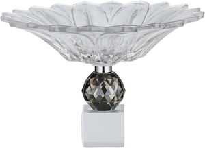 صحن تقديم حلا السيف غاليري، 23x23x17 سم، قاعدة رمادي، منقوش - شفاف product image 2