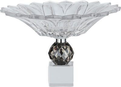 صحن تقديم حلا السيف غاليري، 23x23x17 سم، قاعدة رمادي، منقوش - شفاف product image 2