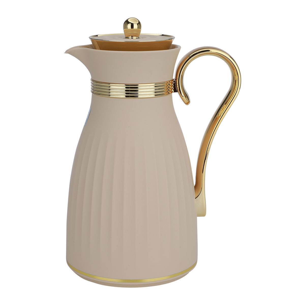 Al Saif Gallery Danat thermos set, 1/0.75 liter, golden handle, thermal glass inner container, plastic outer shell - beige product image 3