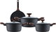 طقم قدور جرانيت بغطاء زجاج روبوست، يد خشب، 7 قطع - اسود product image 2