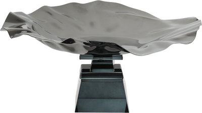 ستاند تقديم ستانلس استيل السيف غاليري، 30x30x13 سم، قاعدة مربع زجاج، مموج - أسود product image 1