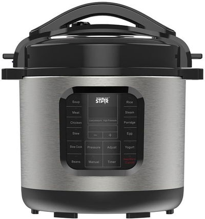 قدر ضغط كهربائي ويننج ستار، 8 لتر، 1300 واط، 14 وظيفة، ST-9314 - فضي اسود product image 1