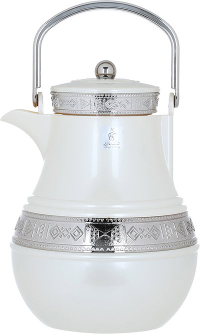 Al Saif Gallery Amal thermos set, 1/1 liter, 2 pieces, thermal glass inner shell, plastic outer shell - white product image 7