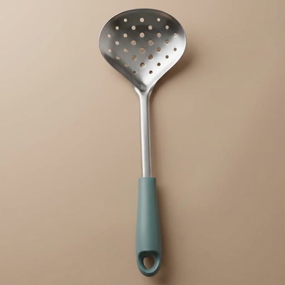 مغرفة صفاية استيل السيف غاليري، 33x11 سم، بيد سيلكون - فضي اخضر product image 1