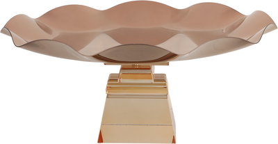 ستاند تقديم ستانلس استيل السيف غاليري، 28x28x12 سم، قاعدة مربع زجاج - عسلي نحاسي product image 2