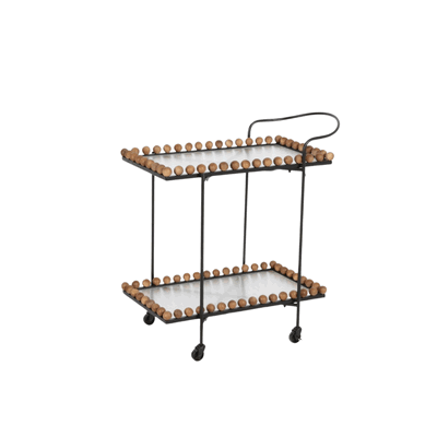 عربة تقديم الطعام معدن و زجاج، 85×40×70 سم، 2 رف، عجلات دوارة 360 - بني فاتح product image 2