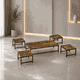طقم طاولات خشب MDF و معدن، 5 قطع - بنى product image 1