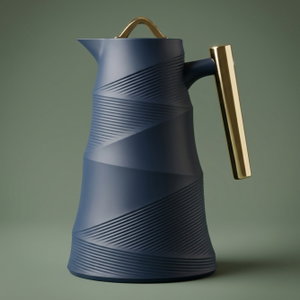 Bamboo Glory Thermos, 1 liter, glass inner container, plastic outer shell - dark blue product image