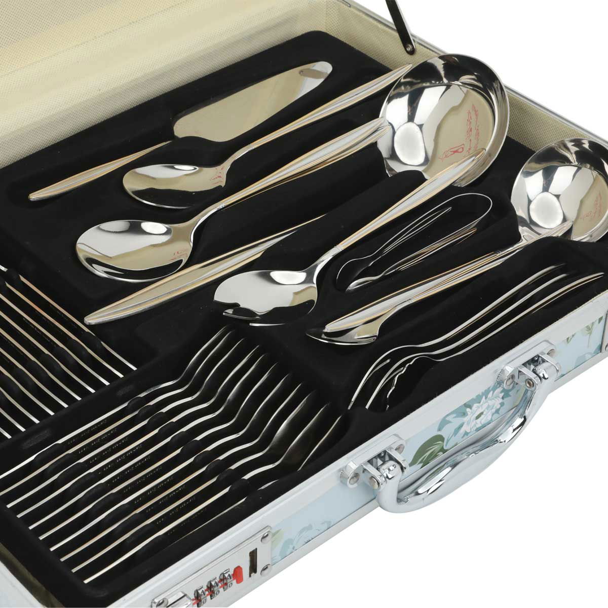 Al Saif Gallery Steel Cutlery Set, 72 Pieces - Golden Silver product image 3