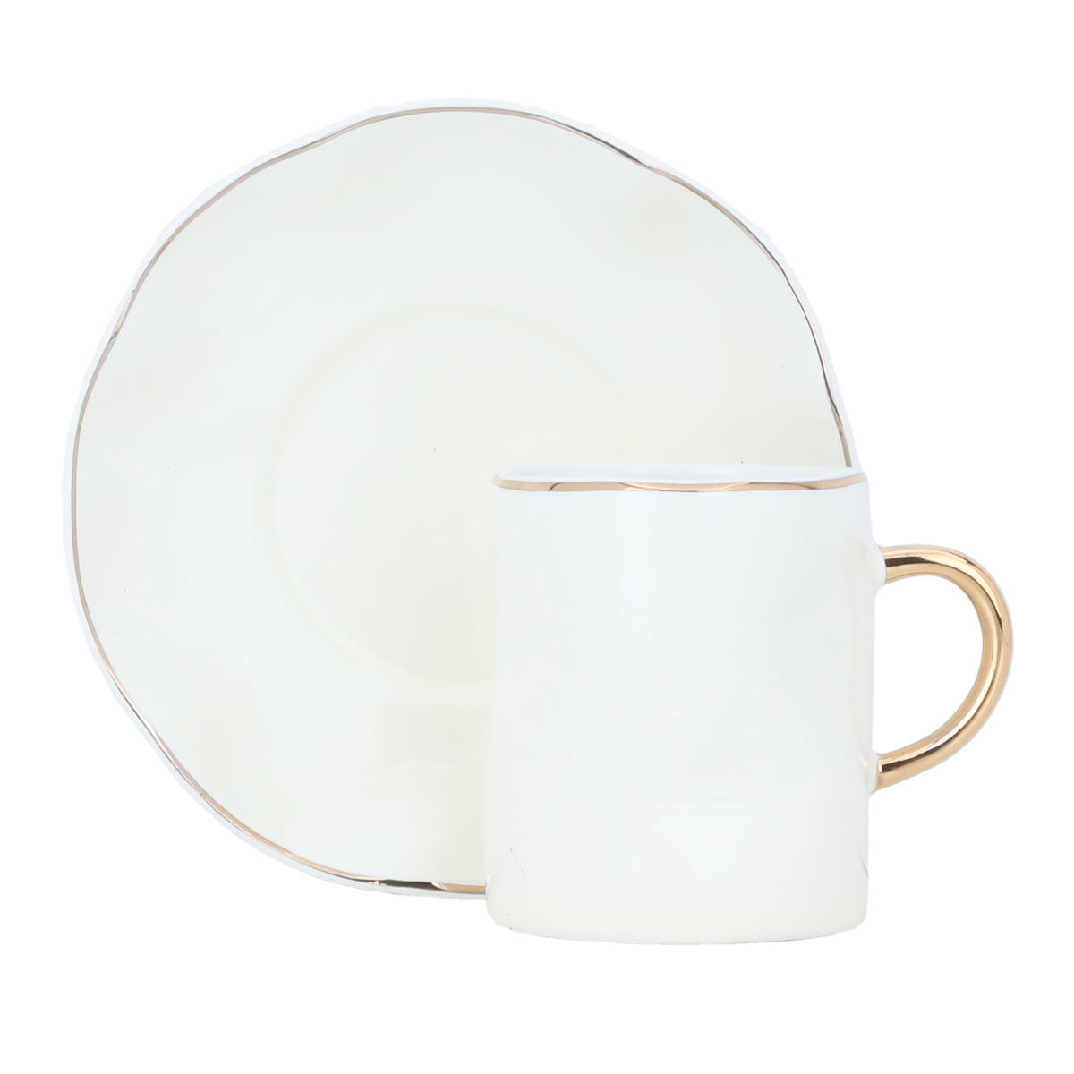 Al Saif Gallery coffee cups and saucers set, porcelain, 12 pieces - cream product image