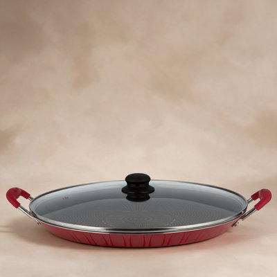 مقلاة تيفلون مستر كوك، 40 سم، يدين احمر، غطاء زجاج - احمر product image 1