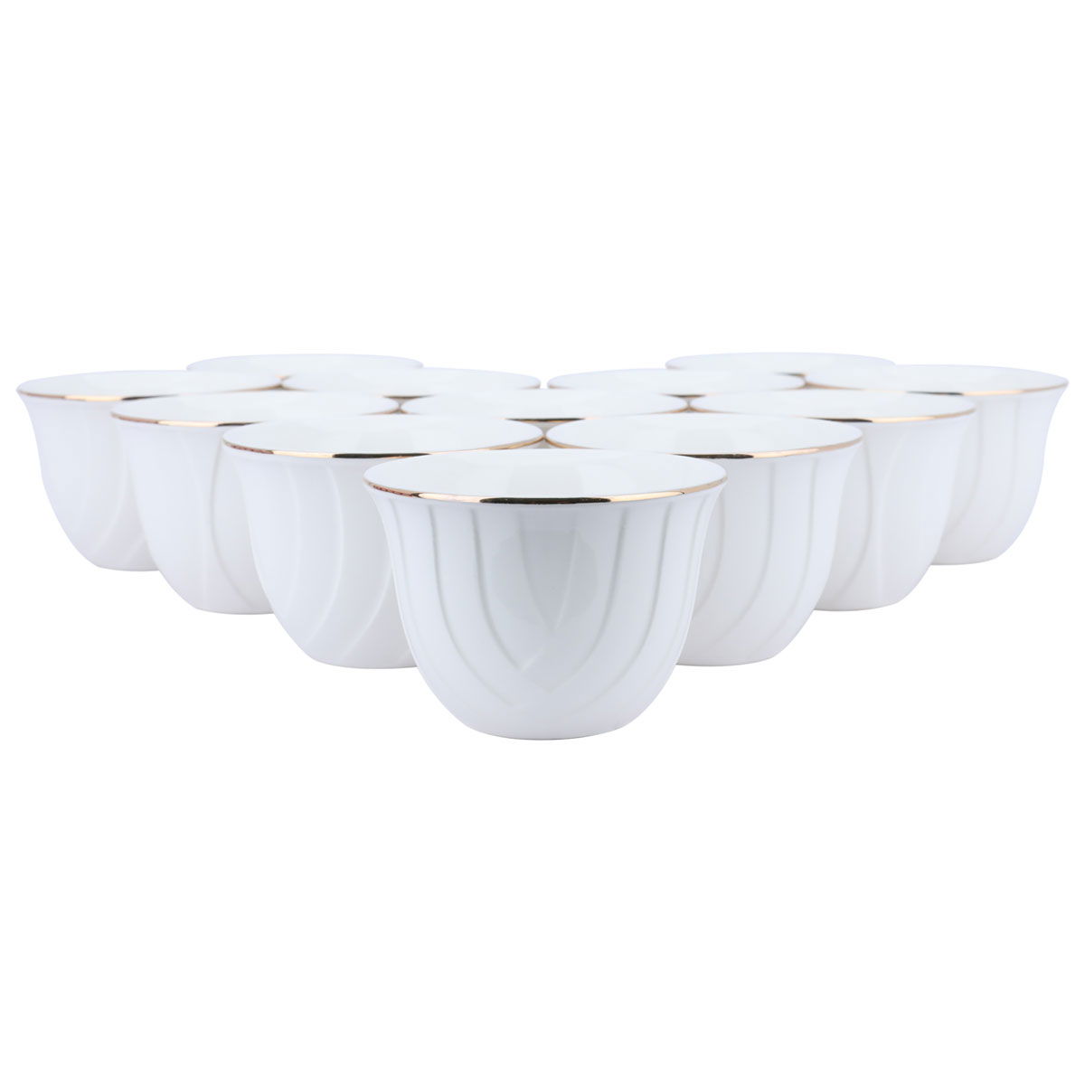 Al Saif Gallery Porcelain Arabic Coffee Cups Set, Wavy Pattern, 12 Pieces - White product image 2