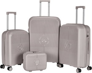 طقم شنط سفر بولي بروبيلين ليمرا، 4 مقاسات، 4 عجلات، بزاوية 360 درجة، LMA-PP528 - بيج product image