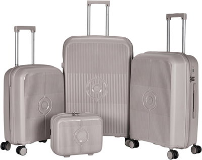 طقم شنط سفر بولي بروبيلين ليمرا، 4 مقاسات، 4 عجلات، بزاوية 360 درجة، LMA-PP528 - بيج product image 1