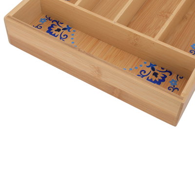 ستاند ملاعق خشب السيف غاليري، 35x25x5 سم، 5 خانات، نقش أزرق - بني product image 4