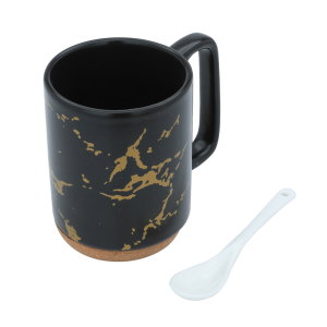 Al Saif Gallery Porcelain Mug with Brown Base, 300 ml - Black Marble product image 2