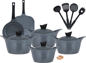 طقم قدور جرانيت فولكانو،17 قطعة - رمادي غامق product image 2