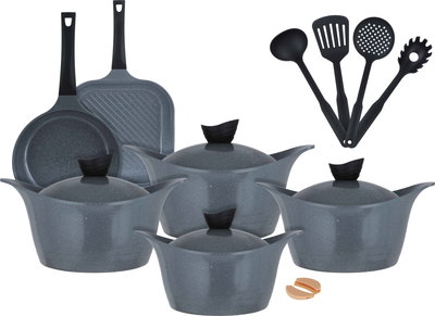 طقم قدور جرانيت فولكانو،17 قطعة - رمادي غامق product image 3