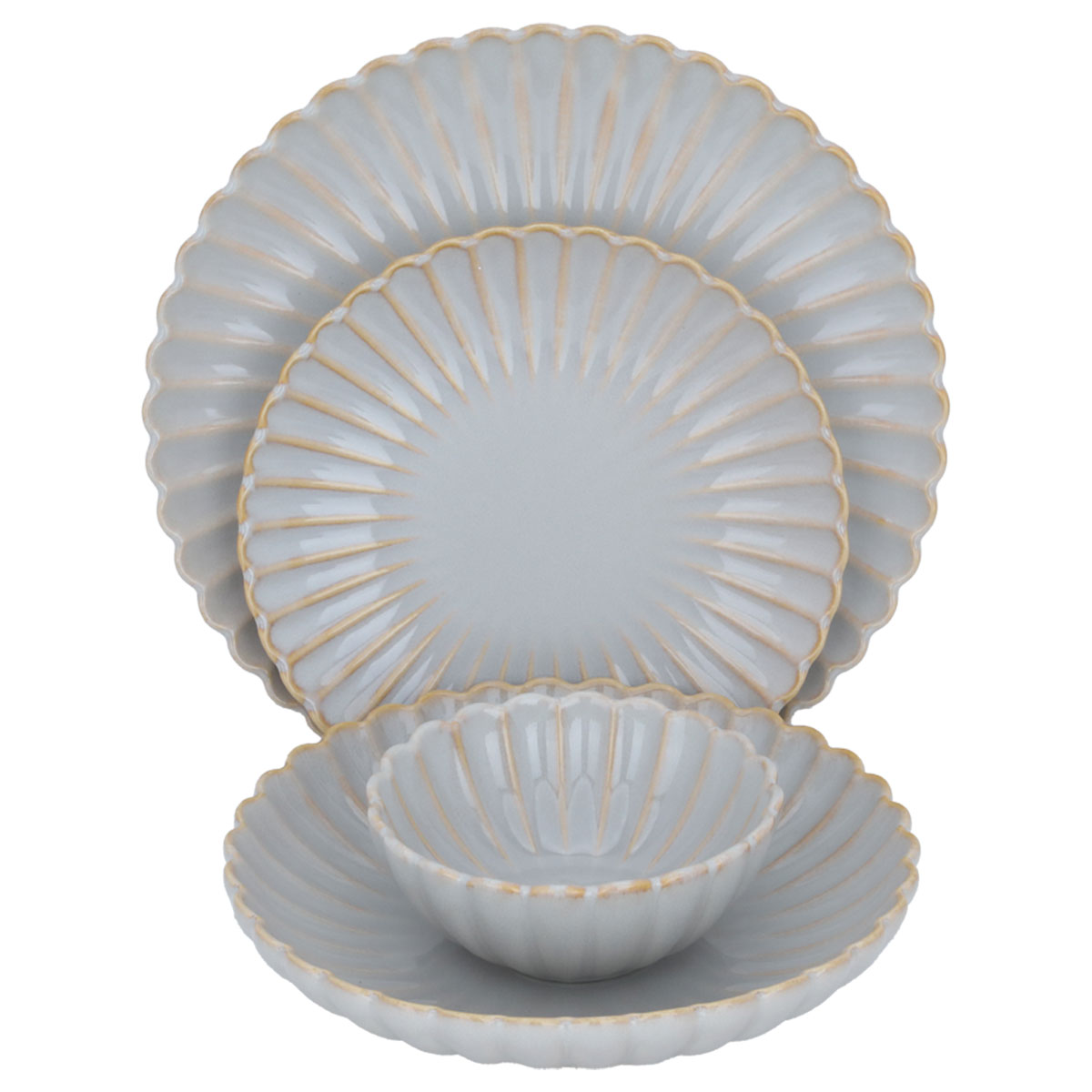 Al Saif Gallery porcelain dining set, 24 pieces, flower shape - light grey product image