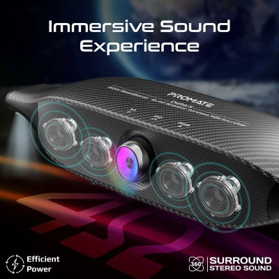 مكبر صوت بروميت دلتا-X، 20 واط 12 وضع اضاءة RGB، 6400 مللي أمبير، يدعم البلوتوث - اسود product image 4