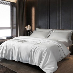طقم مفرش فندقي قطن نداف، 7 قطع، 500 غرزة - أبيض product image 2