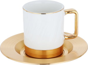 Al Saif Gallery porcelain coffee cup set, 12 pieces, saucer - gold product image 2
