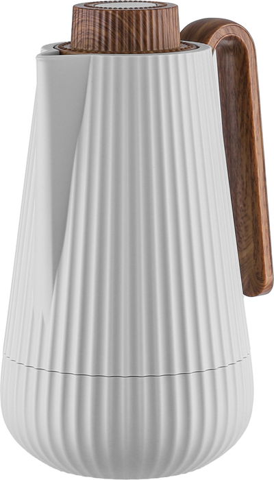 ترمس سمو جلوري، 1 لتر، يد خشبي، الخامة الداخلية زجاج، ضغاط - رمادي فاتح خشبي product image 3