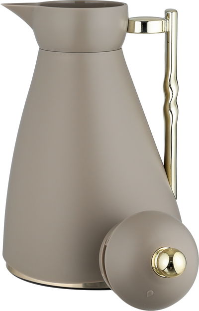 ترمس نور جلوري، 1 لتر، حافظة داخلية زجاج، ضغاط، يد ذهبي- كابتشينو product image 4