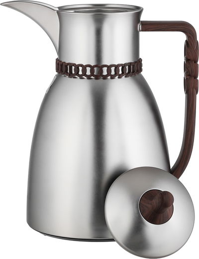 طقم ترامس بيان السيف غاليري، 0.7 / 1 لتر، 2 قطعة، حافظة داخلية زجاج حراري، يد خشبي - فضي مطفي product image 5